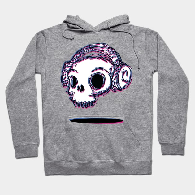 Skull with Headphone Hoodie by volkandalyan